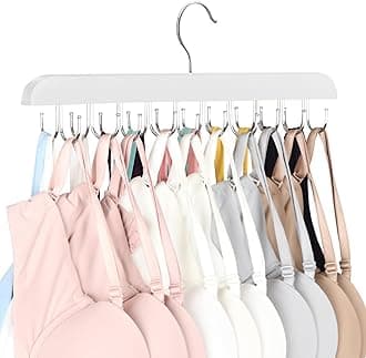 Bra Hanger for Closet, Tank Top Hanger 20 Hooks Capacity Foldable Wood Space Saving Hangers Closet Organizers and Storage for Dorm & Apartment for Tank Top, Bra, Scarf etc.