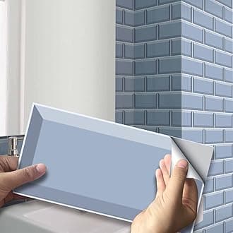 Alwayspon Wall Tile Transfers Sticker for Home Decor, Peel and Stick Self-Adhesive Splashback, Stick on Tile Decals for Living Room Kitchen Bathroom Decor, Blue, 9 Pieces