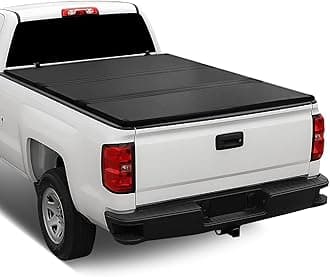 Auto Dynasty FRP Hard Tri-Fold Truck Bed Tonneau Cover Compatible with 2014-2025 Chevy Silverado GMC Sierra 1500 1500LD 2500HD 3500HD 6.6Ft Bed, Black Powdercoated