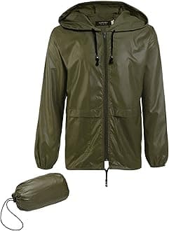COOFANDY Men's Packable Rain Jacket Outdoor Waterproof Hooded Lightweight Classic Cycling Raincoat Poncho