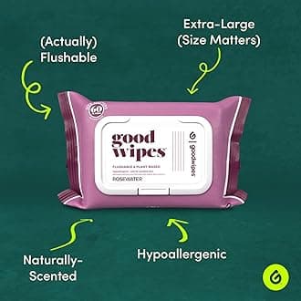 Goodwipes Flushable & Plant-Based Wipes with Botanicals | Dispenser for At-Home Use | Rosewater with Aloe Septic and Sewer Safe | 360 count (6 packs) - Biggest Adult Wipes