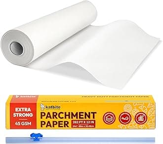 Katbite Heavy Duty Parchment Paper Roll for Baking, 12 in x 262 ft Non-Stick Baking Paper for Cooking, Baking Cookies, Grilling, Air Fryer and Steaming (1Pack)