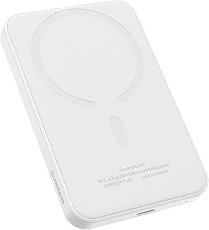 BaseusMagnetic Portable Charger for iPhone, 5,000mAh 15W Qi2 Certified Magsafe Power Bank, Fast Charging Wireless Battery Pack, 20W USB-C for iPhone 16/15/14/13/12, 2025 Version, White