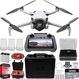 Mini 4 Pro Folding Drone with RC 2 Remote (With Screen) Fly More Combo, 4K HDR Video Camera, Under 249g, 3 Batteries Bundle with Deco Gear Custom Hard Case & Accessories