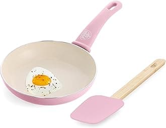 GreenLife Soft Grip 8” Frypan Skillet and Spatula Breakfast Cookware Set, PFAS-Free Ceramic Nonstick, Silicon Spatula with Bamboo Handle, Egg Omelette Bacon, Dishwasher Safe, Stay-Cool Handles, Pink