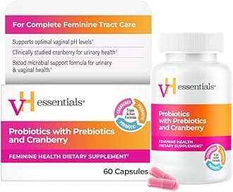 vH essentials Probiotics with Prebiotics and Cranberry Feminine Health Supplement, 60 Count