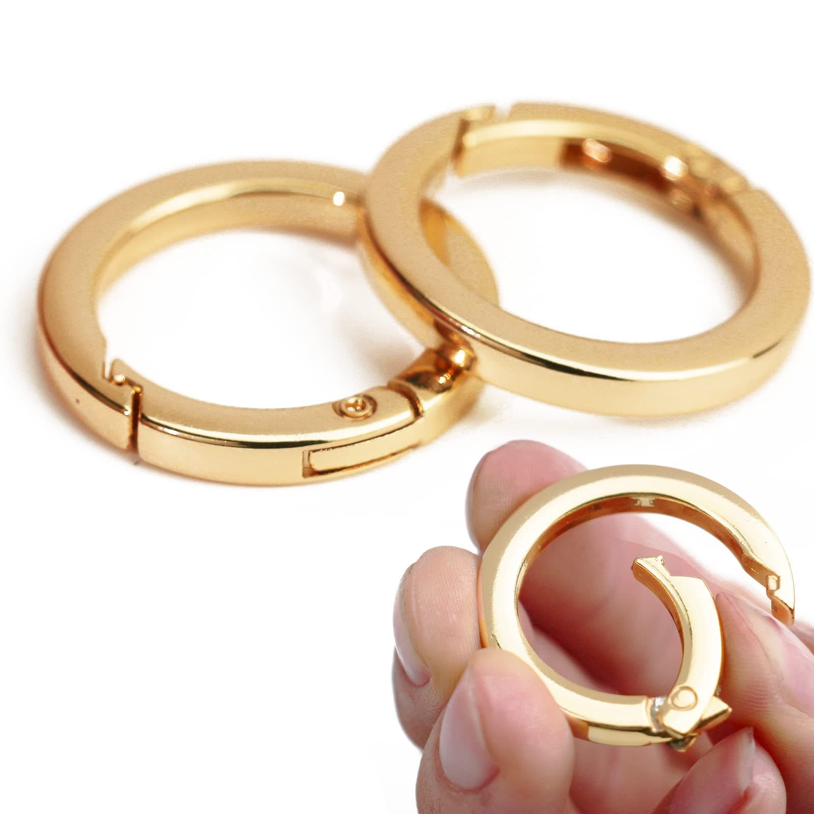 2 Pcs O Ring for Purse Strap,2.5cm Spring Rings for Handbag & Keys,Gold