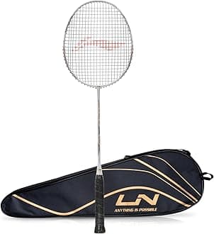 G-Force Superlite Max 10 Carbon Fibre Badminton Racket with Free Full Cover(80 Grams, 28 Lbs) (White/Gold/Black)