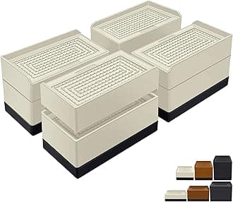 Furniture Risers 3 inch, Rectangle Adjustable Risers Blocks for Bed Sofa Table and Couch Lift to1.5 or 3 inch，Heavy Duty Support Up to 1,300 Lbs (4 Pack-Apricot)