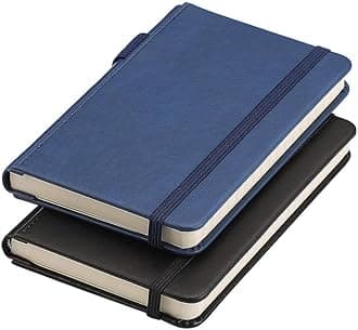 RETTACY Pocket Notebooks,2-Pack Small Notebook Hardcover Mini Journal with 312 Pages,100gsm Thick Lined Paper with Inner Pockets & Page Numbering,3.5" x 5.5"