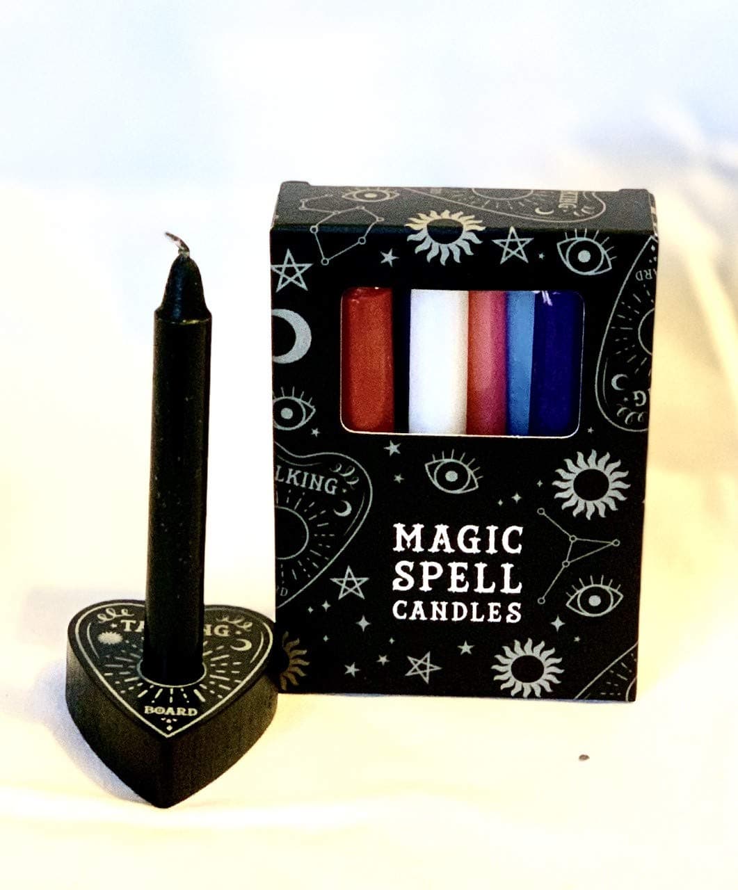 Magic Spell Candles Bundle Gift Set with 12 Mixed Colour Candles with Candle Holder Included (Candle Holder Styles May Vary)