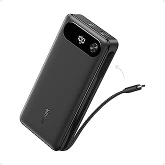 Power Bank, 20,000mAh Portable Charger with Built-in USB-C Cable, 87W Max Fast Charging Battery Pack, for iPhone 17/16/15/14/13 Series, Samsung, Switch, and More