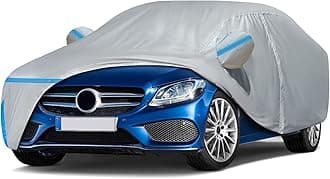 Car Cover for 2008-2025 Mercedes Benz C-Class C300 C350 C400 C450 C63 AMG, Waterproof Custom-fit All Weather Sun Rain UV Dust Snow Protection Outdoor Car Cover with Door Zipper and Cotton Lining