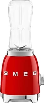 Smeg PBF01RDUK Retro 50’s Style Personal Blender, 2 x Bottles-To-Go, 2 Speed Settings, 600ml, 300W, Red