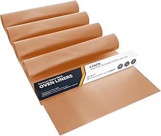 Oven Liners for Bottom of Oven - 4 Pack Large Heavy Duty Mats, 17”x25” Non-Stick Reusable Liner for Electric, Gas, Toasters, Grills - BPA & PFOA Free Kitchen Accessory to Keep It Clean (Copper)