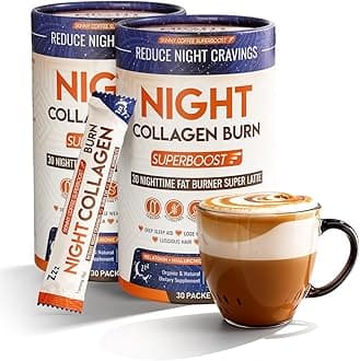 Night Collagen Burn - Weight Loss & Belly Fat Burner & Sleep Aid for Women & Men | Sleep Support for Bloating & Metabolism, Appetite Suppressant | Supports Skin, Hair, Nails & Joints | 60 Servings