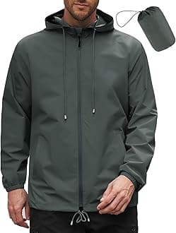 COOFANDY Mens Rain Jacket Waterproof Packable Outdoor Raincoat with Hood