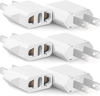 6 Pack European to US Plug Adapter, Europe to American Travel Adapter, 220V to 110V Adapter Plug, Europe to USA Power Plug Converter, Type A, White