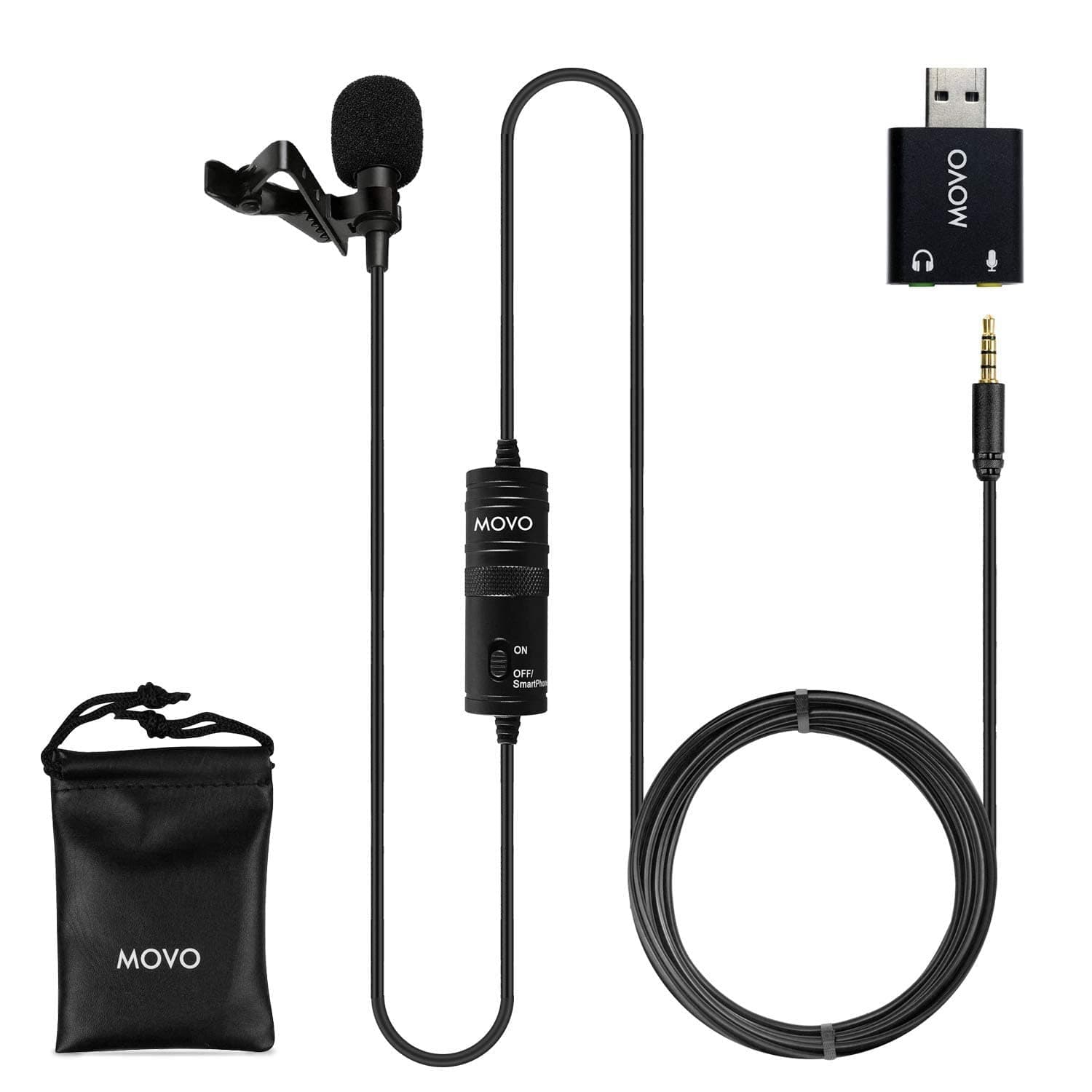 LV1-USB Lavalier Microphone for Camera, Lapel for iPhone and Android Smartphones, Body Lav Mic, Clip On Microphone for 3.5mm, Shirt Lapel Mic for Phone, GoPro, Interview, Computer, PC
