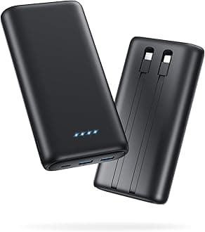Portable Charger 40,800mAh Power Bank 25W Portable Battery Pack with 2 Built in Cables [2024 Upgraded], PD QC4.0 Fast Charging Portable Phone Charger Compatible with iPhone 17/16,Android Samsung-Black