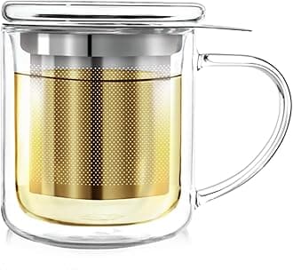 - Personal Tea Maker - Insulated Heatproof Glass Cup with Loose Tea Infuser and Lid/Coaster – Tea Connoisseur's Choice – Borosilicate Glass Infusion Mug (8 Oz)