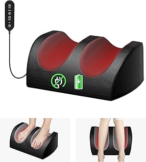Rechargeable Foot Massager with Heat, Cordless Shiatsu Foot Massager for Cord Remote Control, Heated Massage with Roller, Portable for Home/Office Use, Dad Gifts, Mom Gifts