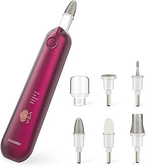 Professional Manicure Pedicure Kit, Electric Nail File Set, Cordless Electric Nail Drill Machine, 5 Speeds Hand Foot Care Tool for Nail Grind Trim Polish (Red)