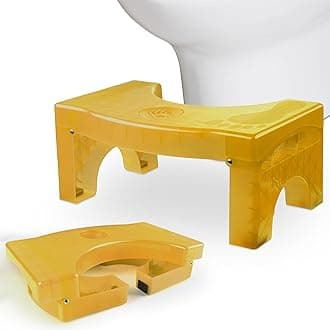 Auoace Foldable Toilet Stool for Adults, 7" Poop Stool, Bathroom Potty Stool with Non-Skid Mat, Portable Collapsible Toilet Assistance Step Stools fits 14 to 16inch Toilets