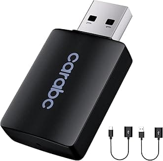 CARABC B1 AI Wireless CarPlay Adapter Convert Wired Carplay Dongle to Wireless Carplay,Plug and Play,Online Updates,5GHz WiFi Bluetooth for Car from 2015 Onwards iOS 10+ Black (Graphic)