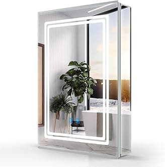 Bathroom Mirror Cabinets with Lights and Shaver Socket 50x70cm Illuminated Bathroom Cabinets with Mirror Wall mounted with Internal LED Lighting Demister Touch Switch Vanity Mirror IP44