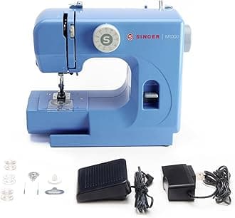 M1000 Mending Machine (Blue) with Accessories | 4 Built in Stitches deliver 32 Stitch Applications | Compact, Lightweight, Portable | Great for Light to Medium Weight Fabrics & Repairs