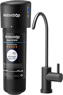 Waterdrop 10UB-B Under Sink Water Filter, Reduces PFAS, PFOA/PFOS, Lead, Chlorine, Bad Taste, NSF/ANSI 42 Certified, 11K Gallons, Easy Installation, Black Faucet