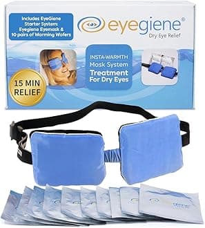 EyeGiene Insta-Warmth System Eye Mask with 10 Pairs of Warming Wafers, Heated Dry Eye Mask, Multi-Use Heat Treatment for Dryness, Fatigue, Styes, Blepharitis, Medical Device, Travel Accessories