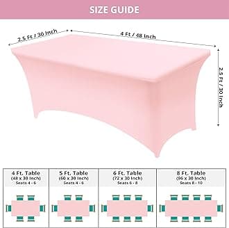 Utopia Kitchen Spandex Tablecloth 2 Pack [4FT, Pink] Tight, Fitted, Washable and Wrinkle Resistant Stretch Rectangular Patio Table Cover for Event, Wedding, Banquet & Parties [48Lx30Wx30H Inch]
