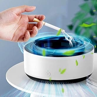 Indoor Ashtray - 2 in 1 Multifunctional Ashless Air Purifier with Filter Ashtray, Best for Family Car or Office (White)