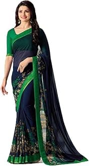 RAJESHWAR FASHION WITH RFWomen's Georgette Floral Printed Sarees For Women With Jacquard Work Border & Blouse Piece(Multicolored)