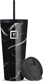 950 ml Insulated Tumbler with Straw Lid - Cold 20hrs & Hot 5hrs Drinks - Double-Walled Stainless Steel Leakproof Travel Mug - Cupholder Friendly Thermal Cup Coffee Flask