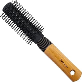 Luxury Round Hair Brush for Men & Women with Wooden Handle - Ideal for Volumizing and Smoothing