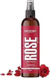 UrbanBotanics Pure & Natural Rose Water Spray for Face, Skin & Hair- Steam Distilled - Toner - Gulab Jal - Free from Chemicals - Transparent 200 ml (Pack of 1)