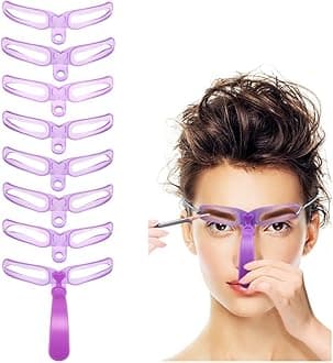 Amariver Eyebrow Stencils, Eyebrow Template, Eyebrow Shaping Kit,8 Styles Reusable Eyebrow Stencil with Handle and Strap, Washable