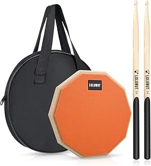 8 Inch Silent Drum Pad, Dumb Drum Beginner Rubber Practice Pad, with 5A Drum Sticks and Practice Pad Bag