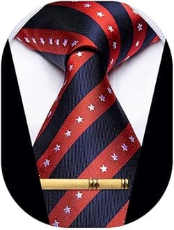 Men's Neckties Striped Tie and Plaid Neckties for Men Woven Silk Tie Gold Tie Clip Set