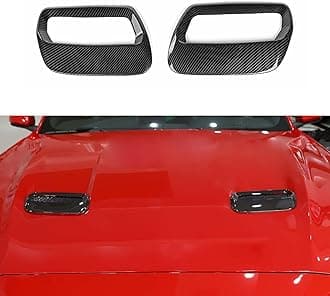 Hoolcar Engine Hood Air Outlet Vent Cover Trim Compatible with 2018-2022 Ford Mustang, Exterior Accessory, Carbon Fiber