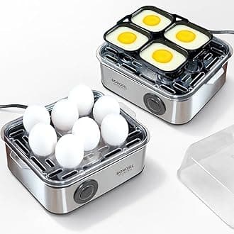 Electric Plus Egg Boiler with Poaching Tray, Boil Upto 8 Eggs At A Time, For Hard, Soft, Medium Boiled Eggs, Steamed Vegetables, Transparent Lid, Stainless Steel Exterior