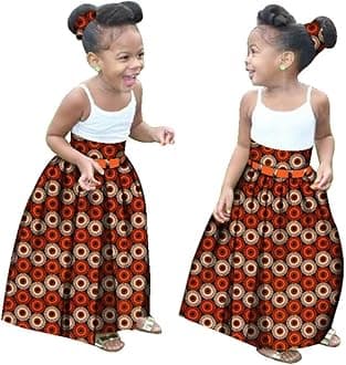XIAOHUAGUALittle Girl’s African Wax Print Skirts Bohemian Ankara High Waist Long Skirt for Kids Girls Kente Clothes 7-12T