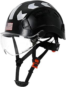AOLAMEGS Construction Safety Hard Hat - ANSI Z89.1 Type Ι OSHA Approved Safety Helmets with Chin Straps Lightweight Reflective Vented ABS Hard Hats For Men Women Industrial Workwear 6-point Suspension
