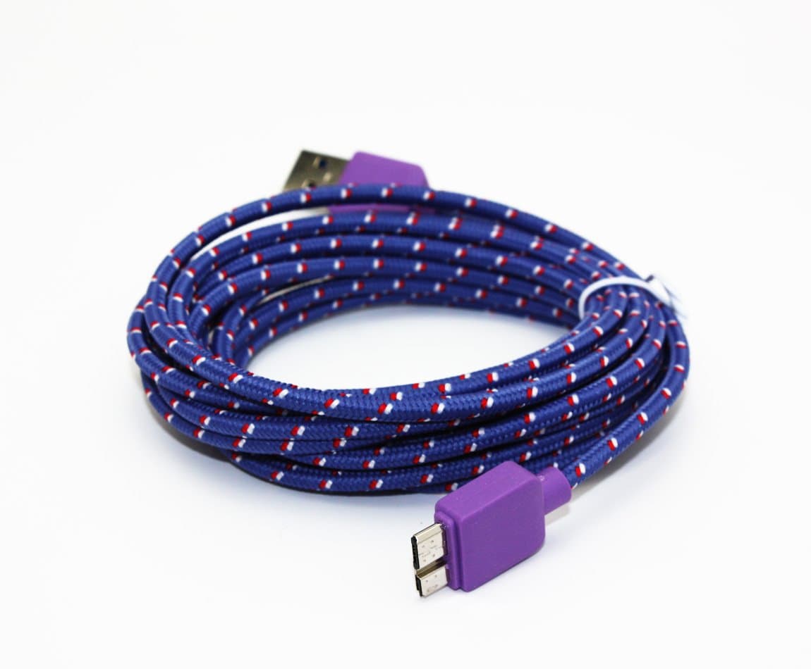 Braided 10FT Micro USB 3.0 Charger Sync Data Cable For Samsung Galaxy S5 i9600 Note 3 N9000 (Purple)