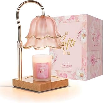 Mom Birthday Gifts for Women: Candle Warmer Lamp with Scented Candles Dimmable Pink Flower Wax Warmer with Timer Valentines Day Housewarming Gift