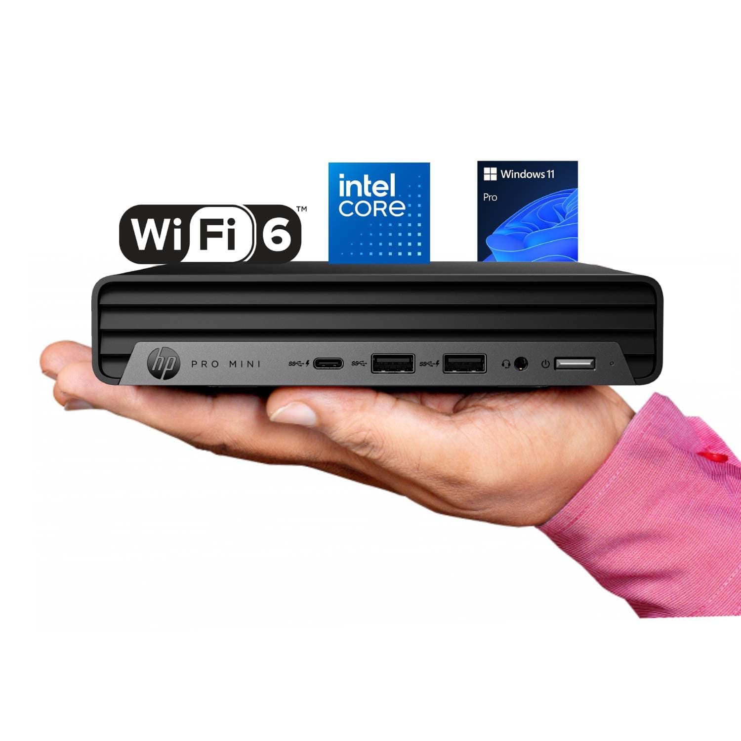 Pro 400 G9 Mini PC Desktop Computer, Intel CPU, 16GB DDR5 RAM, 256GB PCIe SSD, Triple 4K Display Support, USB-C, Ultra-Quiet Design, Bluetooth 5.2, WiFi 6, Keyboard and Mouse, Windows 11 Pro