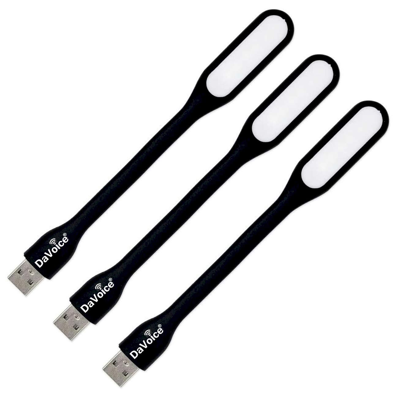 DaVoice USB Light USB Lamp, LED USB Light Computer, USB Reading Light, USB LED Lamp with 6 LED Lights for Book Laptop Keyboard Power Bank PC Notebook Portable USB Powered Light (Black - 3 Pack)